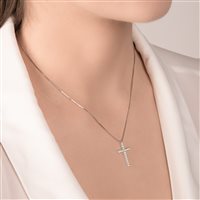 Pendente Mirco Visconti Donna Girocollo croce in Oro bianco Diamante 0.47 Ct BG60/50 - BG60/50